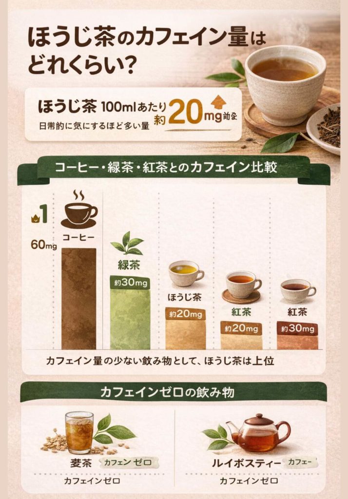 ほうじ茶のカフェイン量はどれくらい？