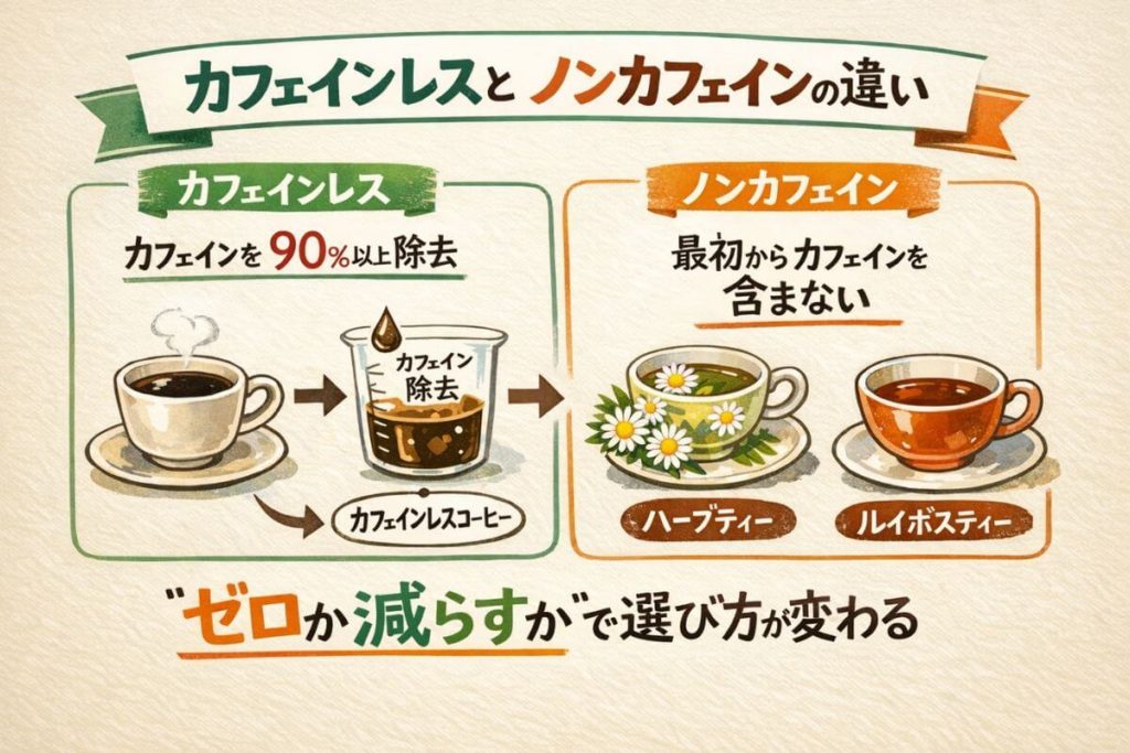 カフェインレスとノンカフェインの違い