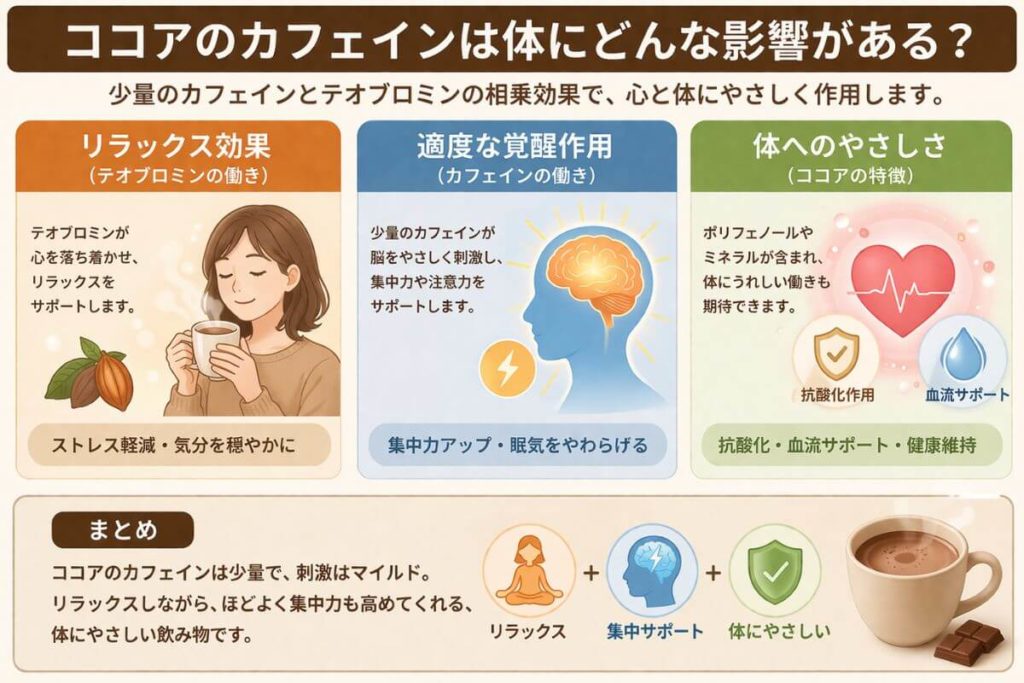 ココアのカフェインは体にどんな影響がある？