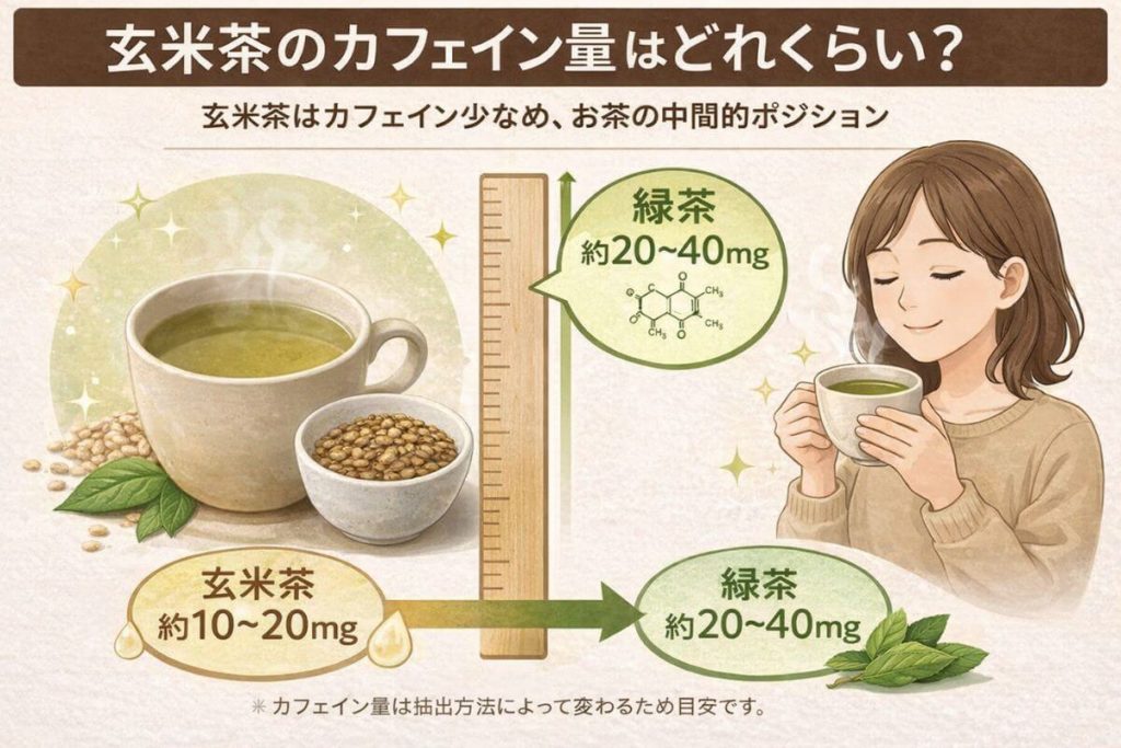 玄米茶のカフェイン量はどれくらい?