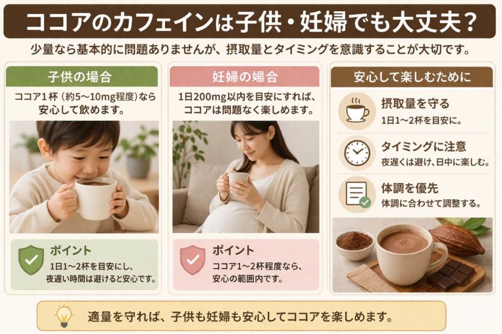 ココアのカフェインは子供・妊婦でも大丈夫？