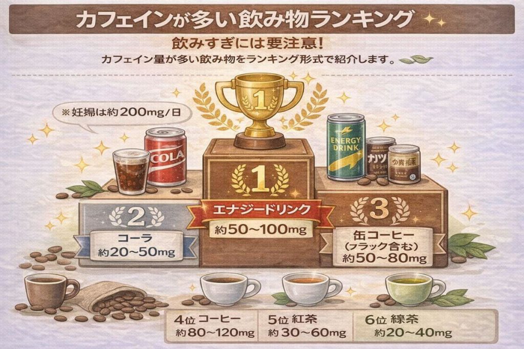 カフェインが多い飲み物ランキング