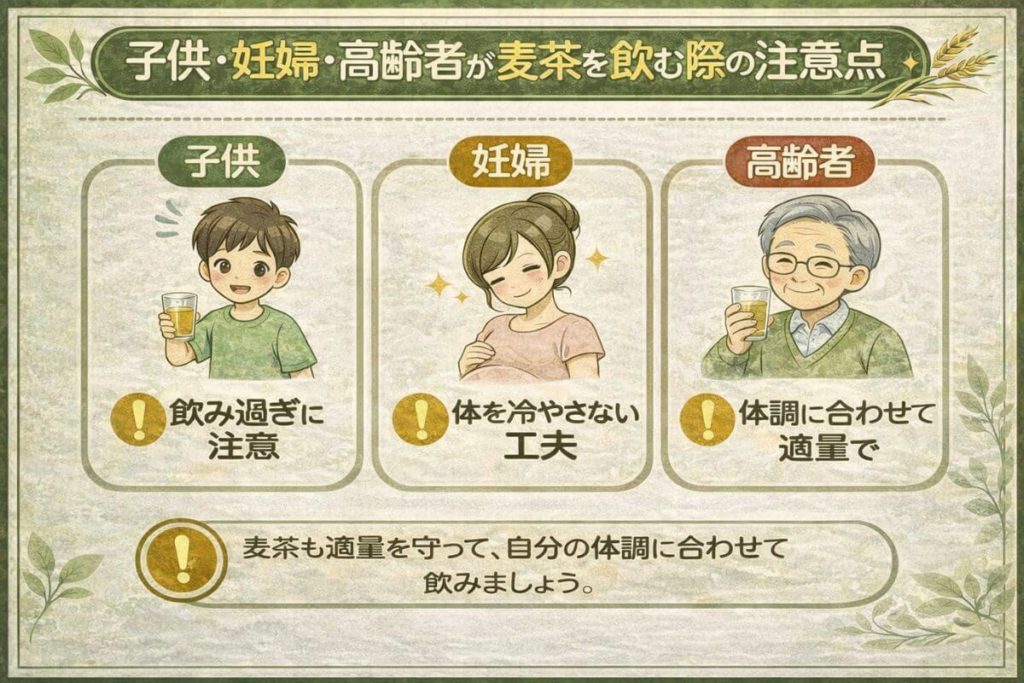 子供・妊婦・高齢者が麦茶を飲む際の注意点
